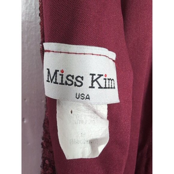 Miss Kim USA Sequin Halter Dress Womens M Red Sleeveless Holiday Party Event - Picture 7 of 12